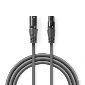 Cable de Audio XLR Compensado | 3 Pines Macho - Hembra 1,5 m Gris Adaptador