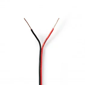 Cable de Altavoz | 2x 0.35 mm² CCA 100.0 m Redondo PVC Negro / Rojo Brida Audio